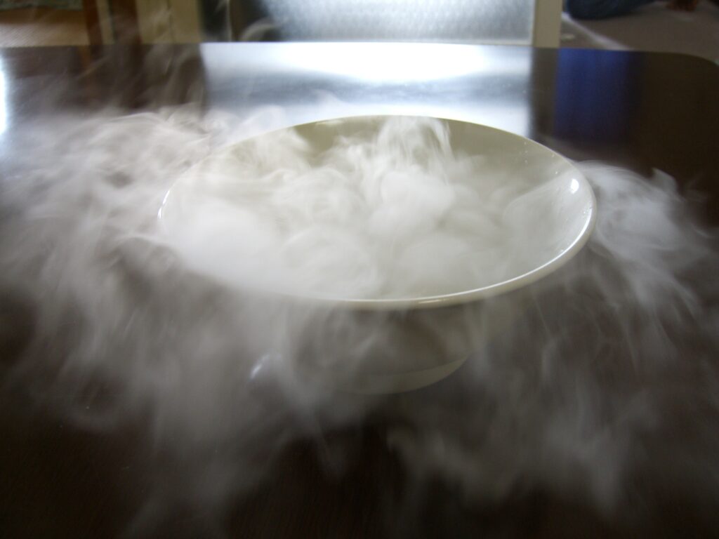 Sublimation of dry ice